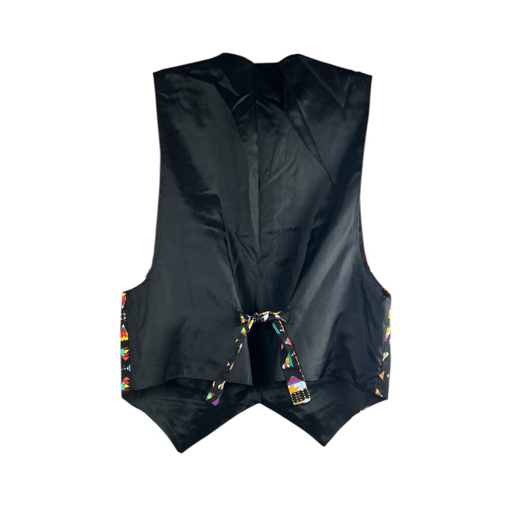 Vintage JLN USA Geometric Cotton Vest Artwear Open Front 90s Large - Picture 3 of 6